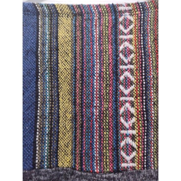 Skonhet Draped Front Open Cardigan Sweater Size XLarge Gray Long Sleeves Stripes - Picture 11 of 12